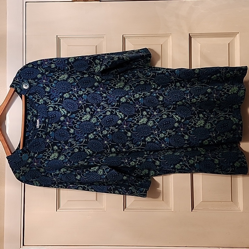 Liz & Co Navy Green Floral Knit Mini Dress, Tunic Or Nitie Size 0X